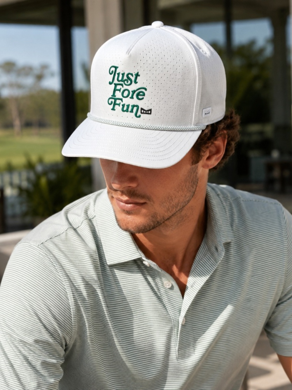 Melin Hydro Odyssey Links Just Fore Fun White Green Classic Snapback Hat NWT
